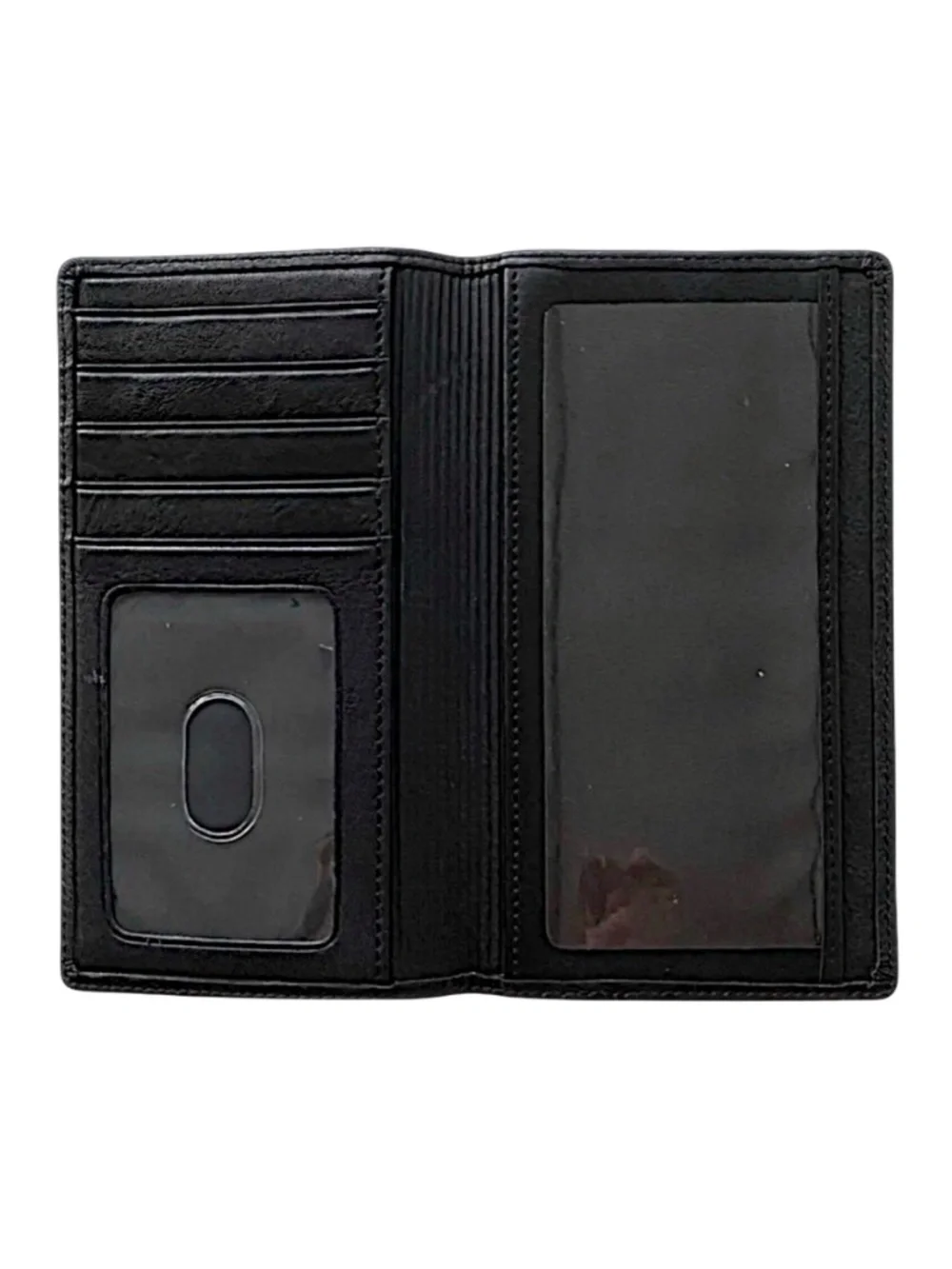 DOPP Black Leather Bifold Checkbook Wallet 6.5x3.5 Organizer Long